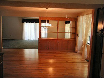 Oak floors and built-in cabinets