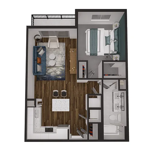 Floor plan 1x1 - 744 sqft