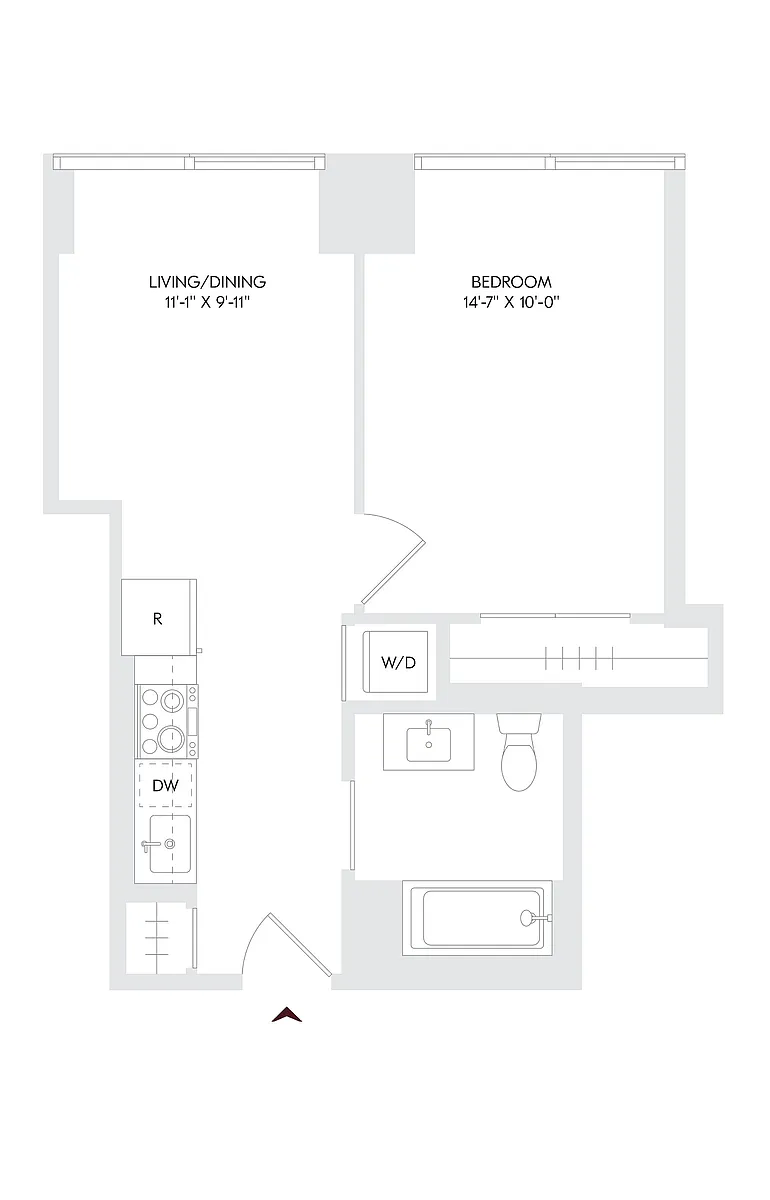 Floor plan 1 Bed 1 Bath A