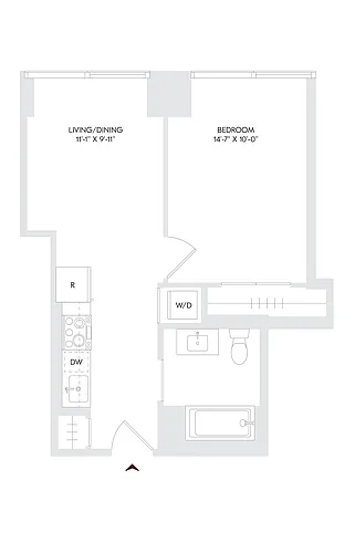 Floor plan 1 Bed 1 Bath A
