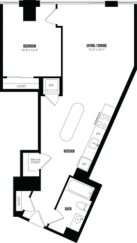 Floor plan 1 Bed/1 Bath-C4 (IZ)