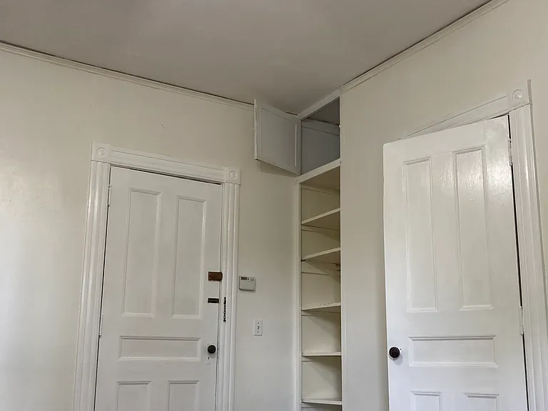 Closet and shelves in bedroom/living room