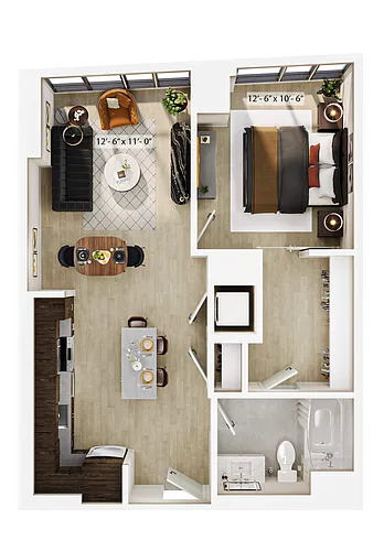 Floor plan 1 Bed/1 Bath-A5