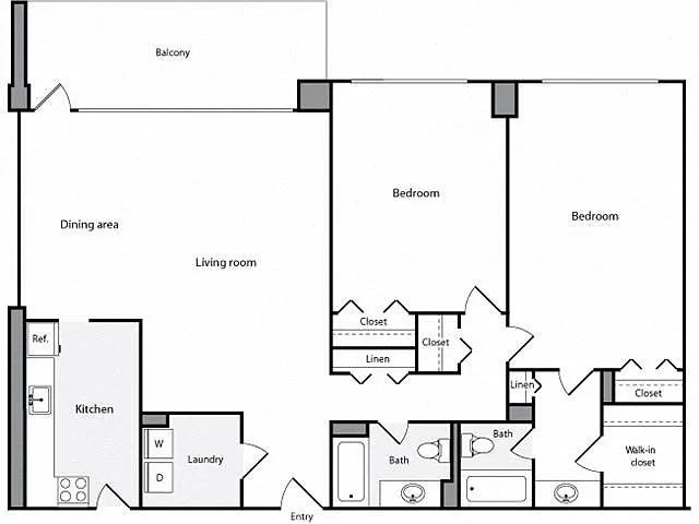 Floor plan 2 Bedroom, 2 Bath 1334 SF 22h