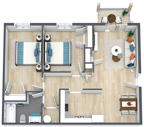 Floor plan 2BR - 1BTH