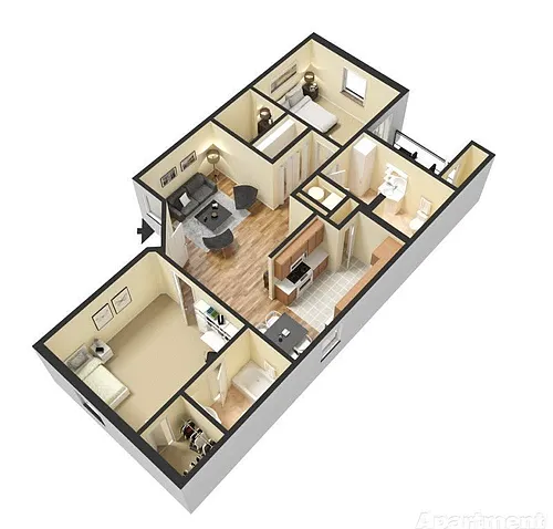 Floor plan 2BD 2BTH A 60%
