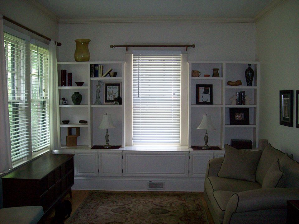 Living room with built ins