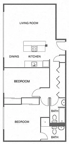 Floor plan 2 Bed, 2 Bath A
