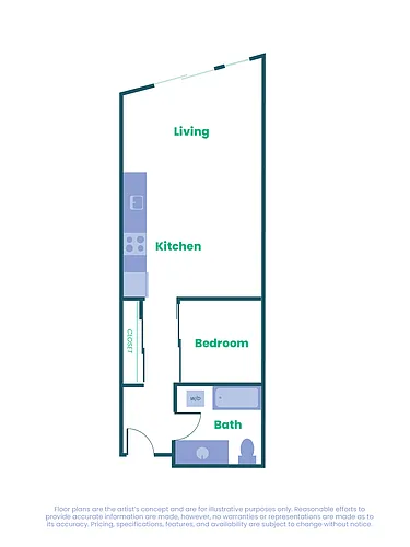 Floor plan The Teel - Open 1x1 - A2