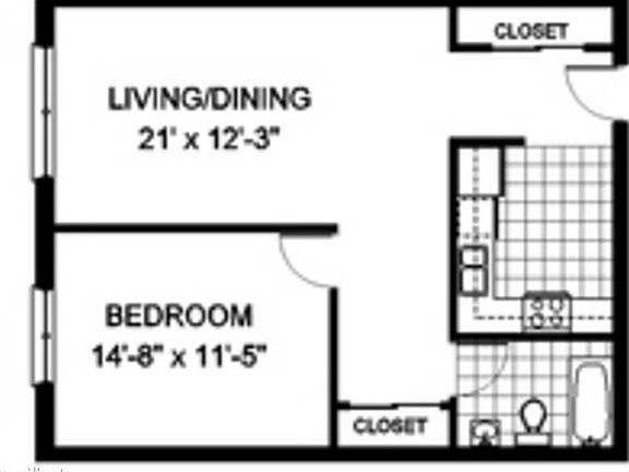 1-BD Floor Plan