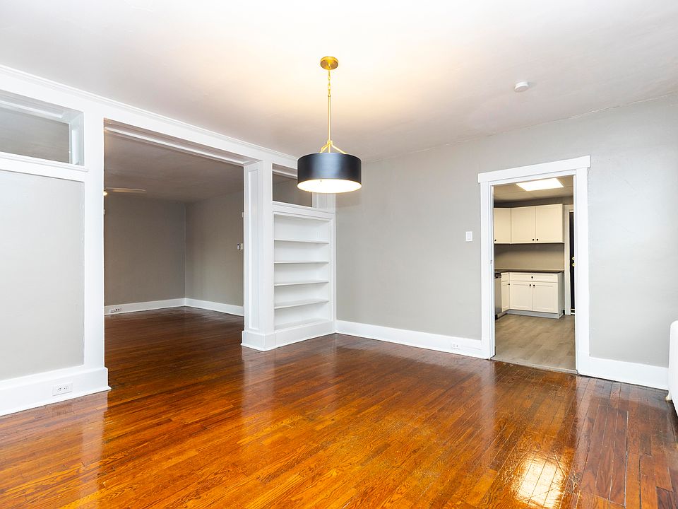 Dining room looking into kitchen.