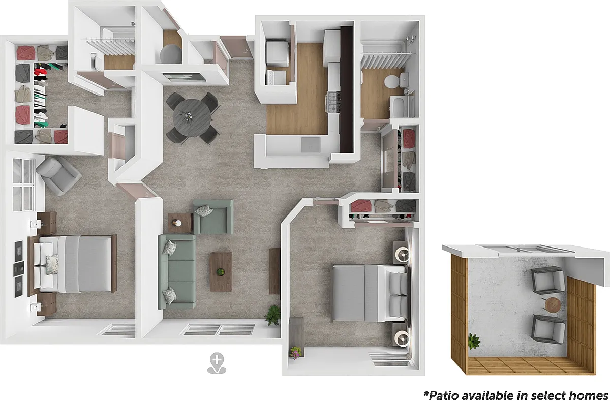 Floor plan 2bd 2bth 1050 FL split