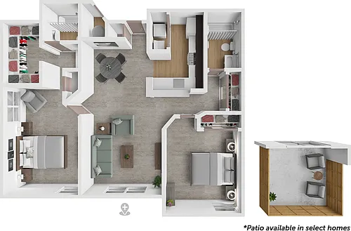 Floor plan 2bd 2bth 1050 FL split