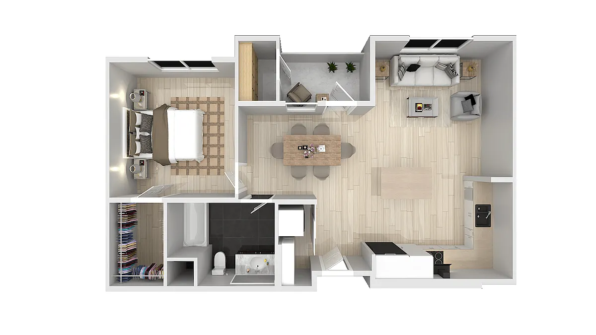 Floor plan 1 Bedroom 1 Bath B