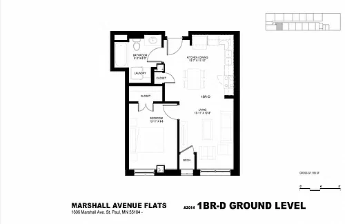Floor plan 1 Bedroom (D 60)