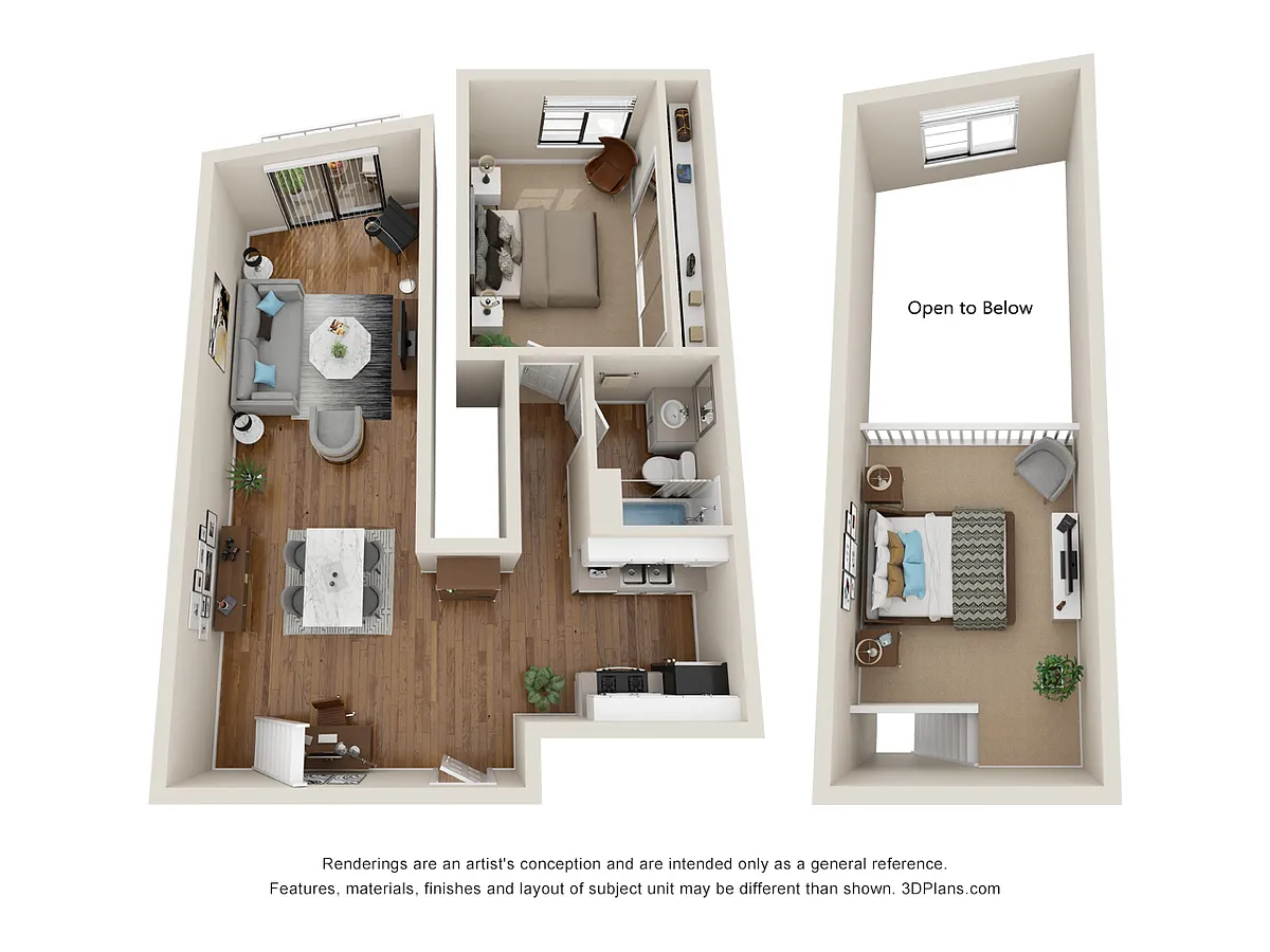 Floor plan One Bedroom + Loft