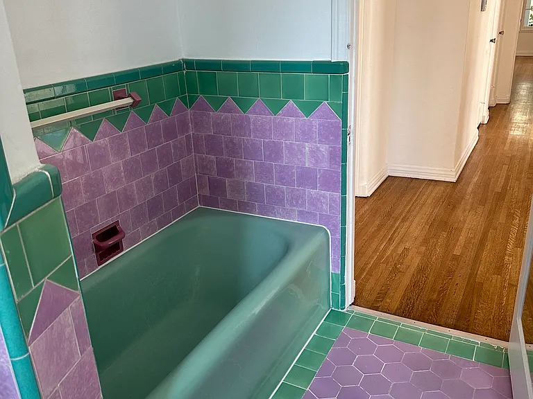 Bathroom #1 with tub & separate shower, vintage tile