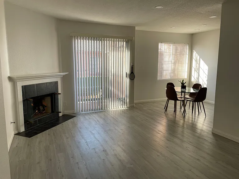 Living room and fireplace