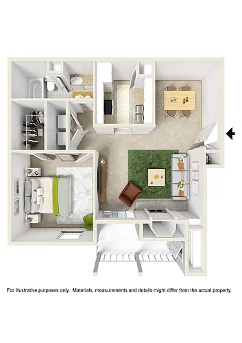 Floor plan Large One Bed One Bath