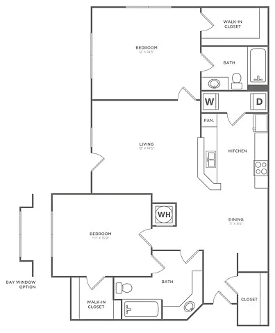 Floor plan Breckenridge with Bay (1096 SF)
