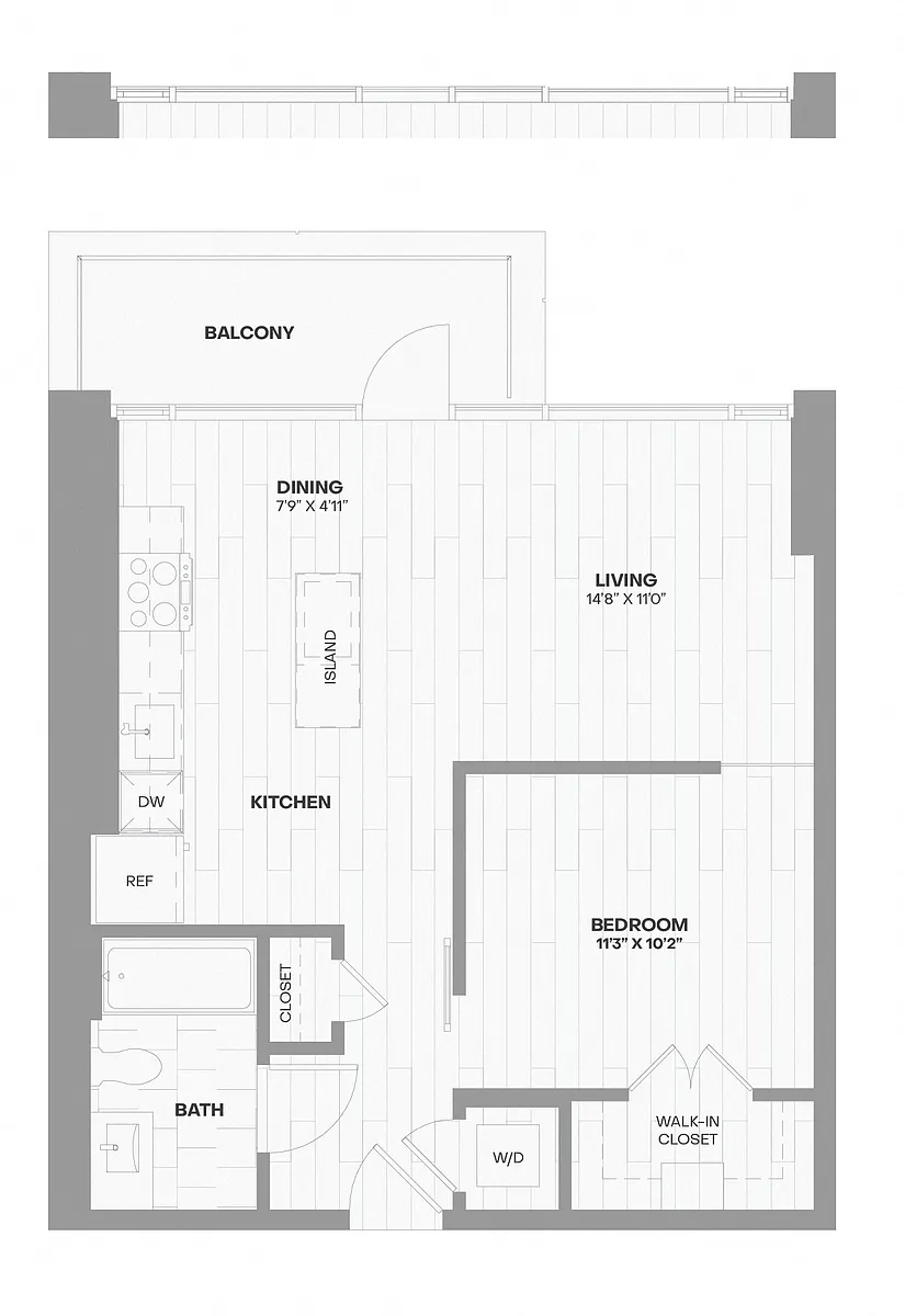 Floor plan 1 Bed/1 Bath JR-504