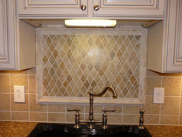 Custom natural stone backsplash