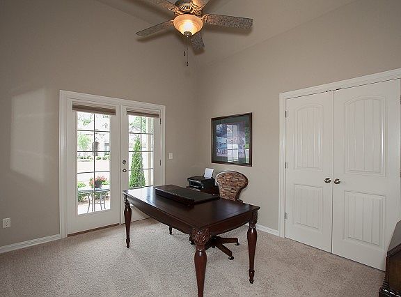 Office withFrench doors to patio