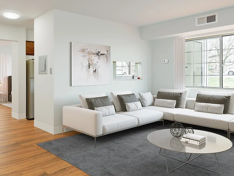 Spacious living room with balcony access