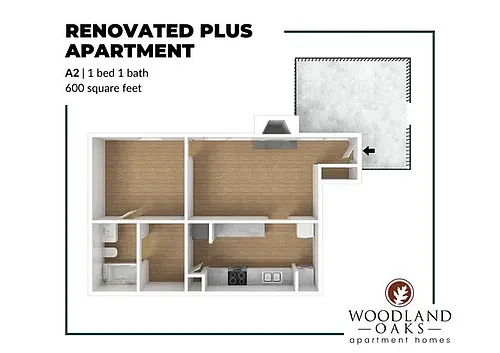 Floor plan 1 Bedroom 1 Bathroom (A2)