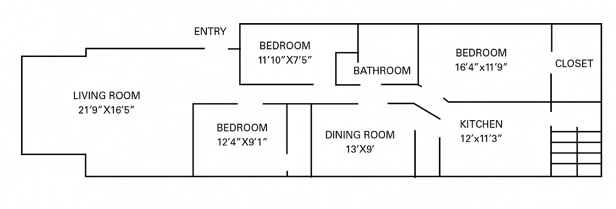 Floor plan 3 Bedroom - 1.5 Bathroom