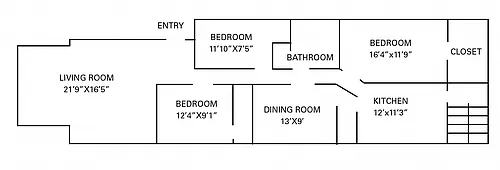 Floor plan 3 Bedroom - 1.5 Bathroom