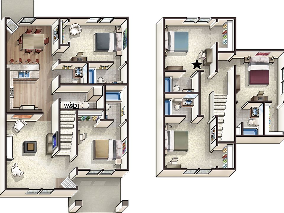 House layout (your room would be the one with the star)