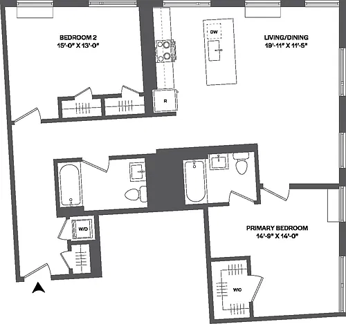 Floor plan 2 Bed/2 Bath-2B-4