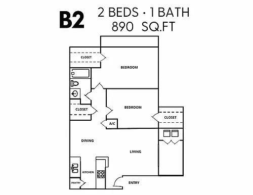 Floor plan 2X2-B