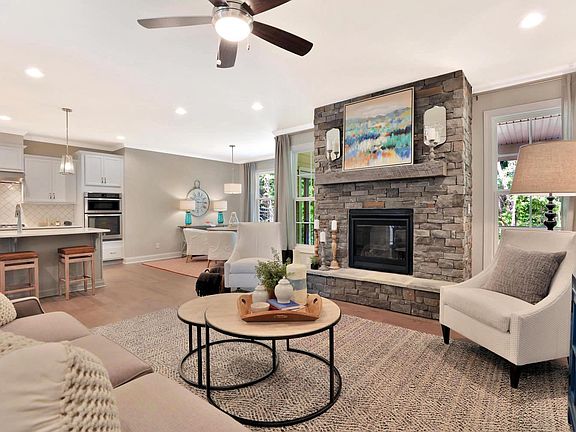 Amelia Model Living Room Stone fireplace not offered