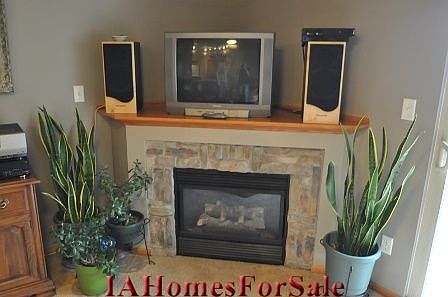 Newly custom designed stone gas fireplace