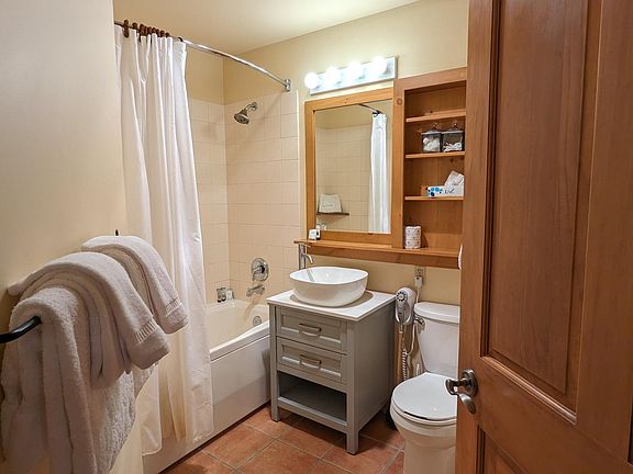 Shower and soaking tub for relaxing after your all your outdoor adventures!