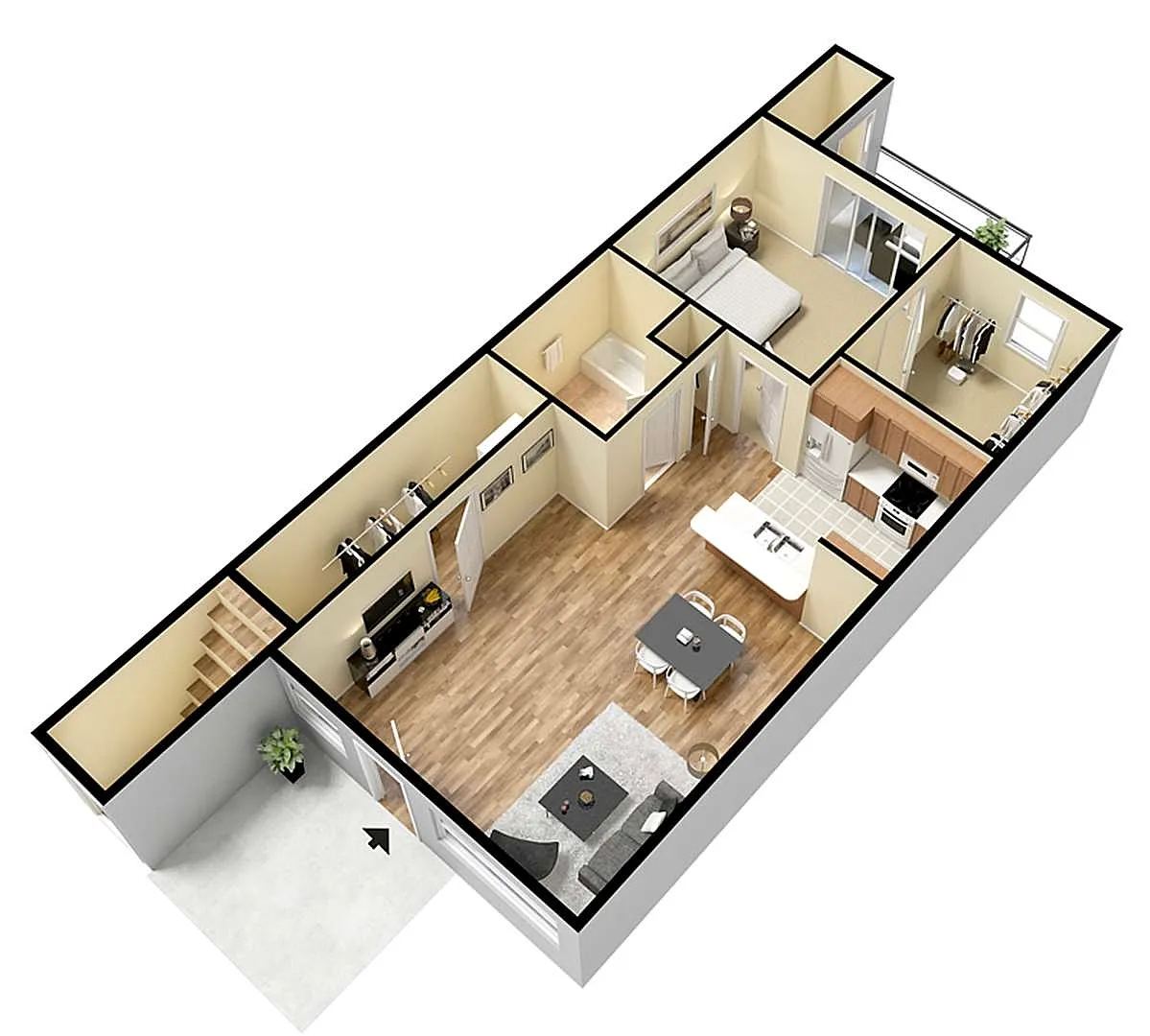 Floor plan 1 Bed 1 Bath B