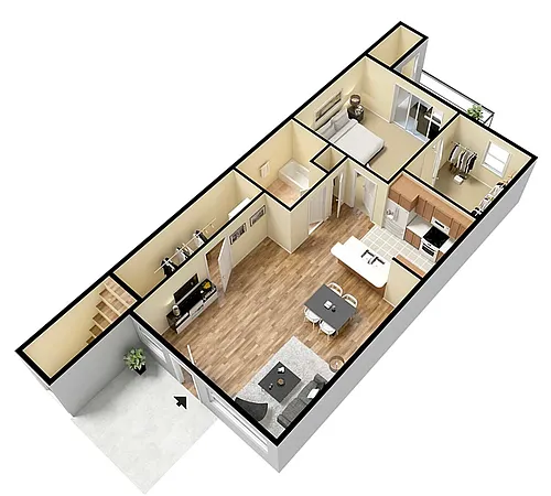 Floor plan 1 Bed 1 Bath B