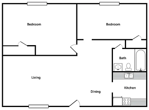 Floor plan 2 bedroom 1 bath