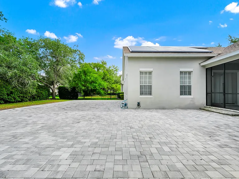 Backyard with newly installed pavers