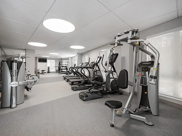 24/7 access to a fully-equipped fitness center with cardio and weight equipment