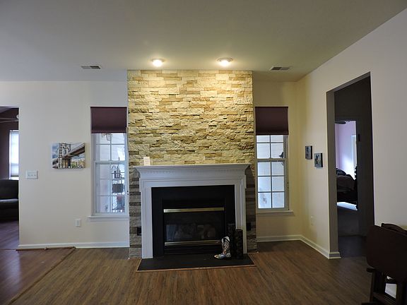 Custom brick fireplace wall