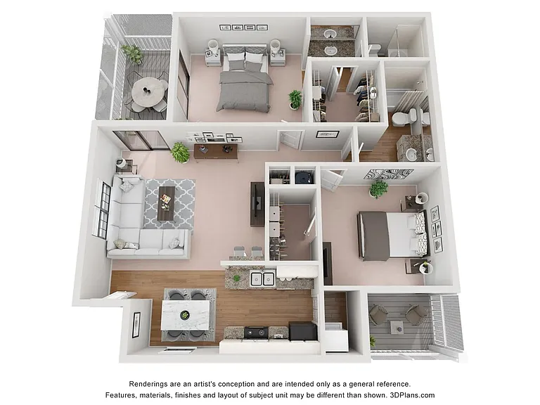 A photo of our 2x2 floor plan, The Hickory.