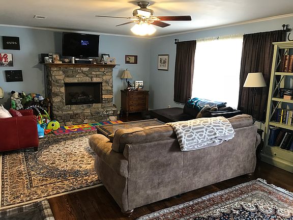Living room and fireplace