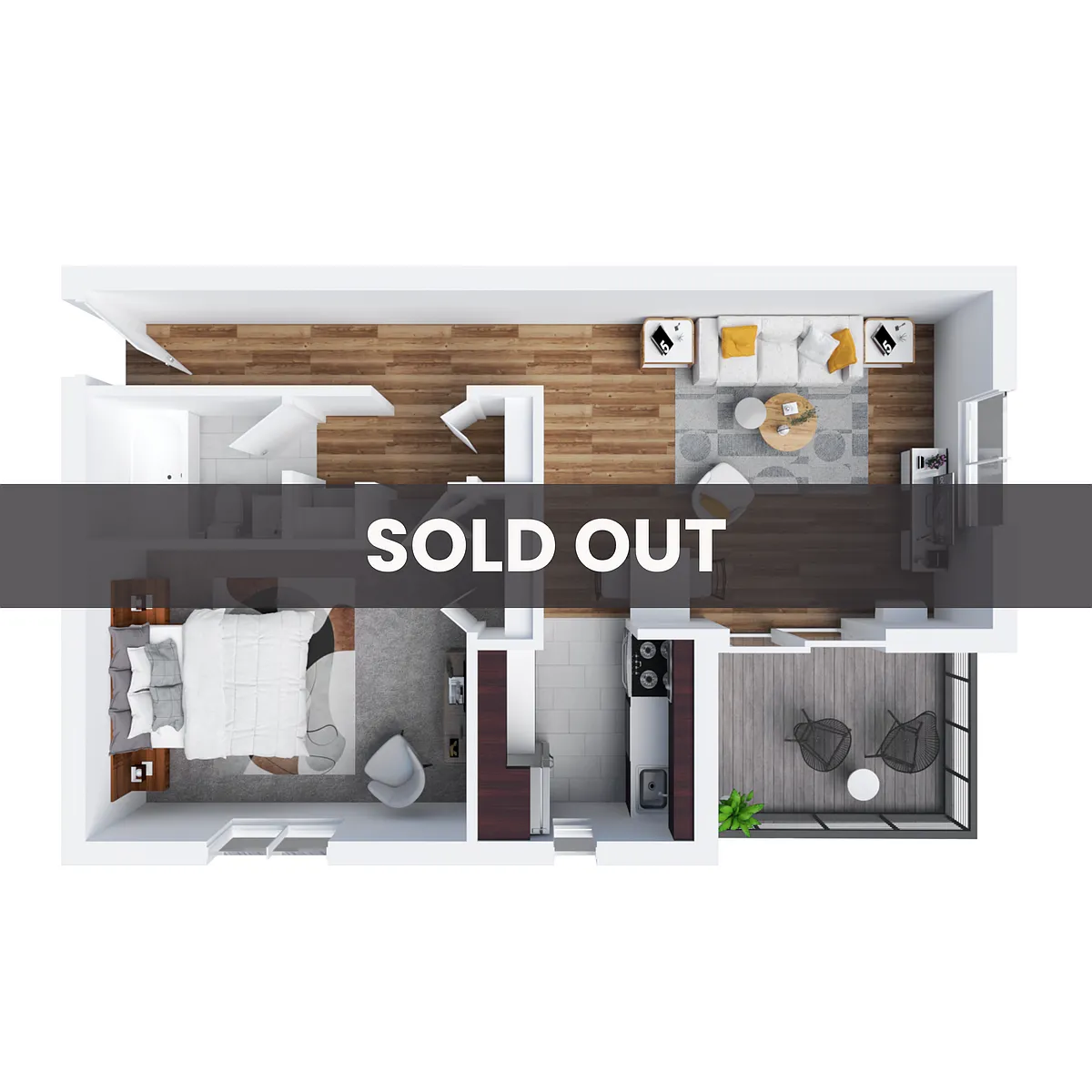 Floor plan 1BR/1BA - B