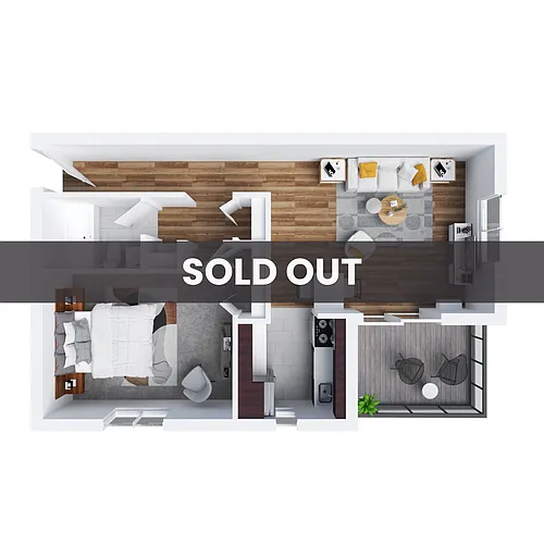 Floor plan 1BR/1BA - B