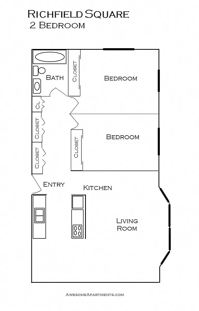 Floor plan 2 Bedroom (sm)