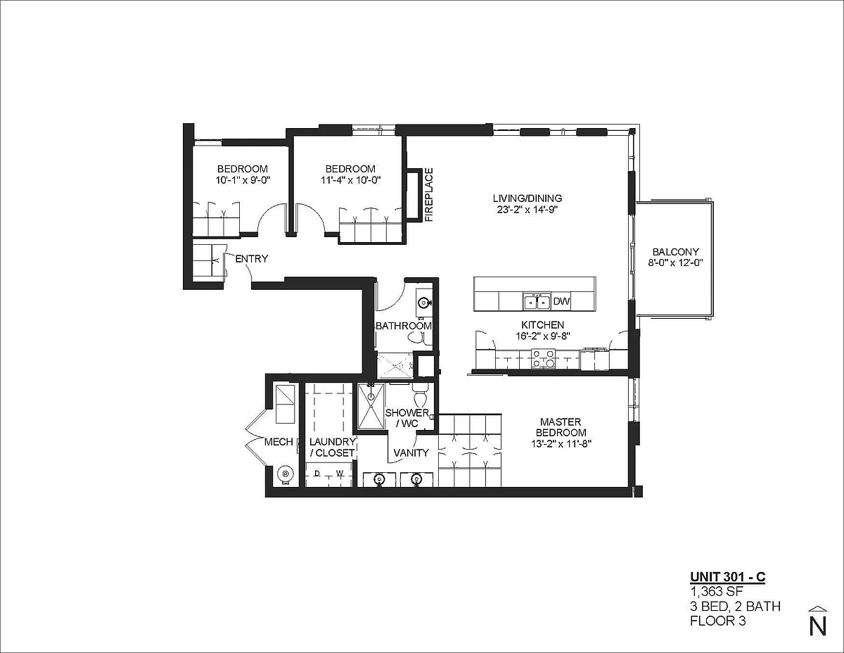 Floor plan Floor Plan C - 1359 SF 3 Bedro