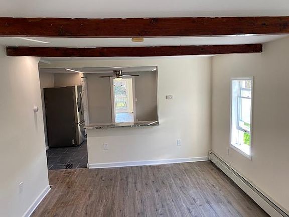 Living room with shared kitchen island